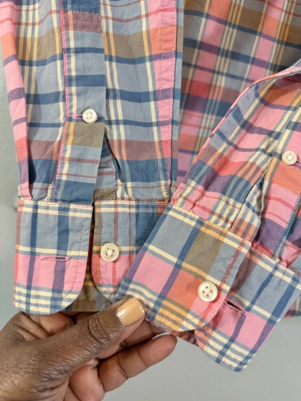 J. Crew Pink Plaid Button Up Shirt Men’s XS Slim Fit Secret Wash BG410 Preppy